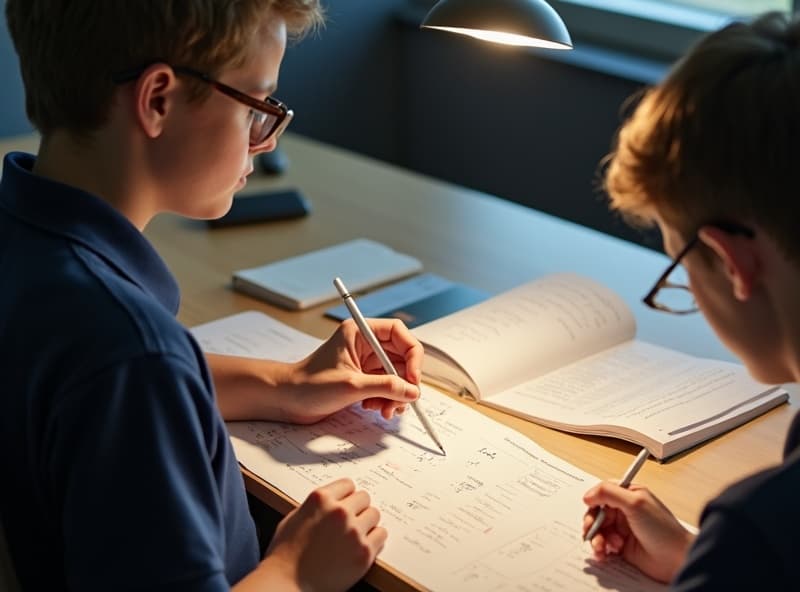 Senior student reviewing HSC chemistry modules with a private tutor