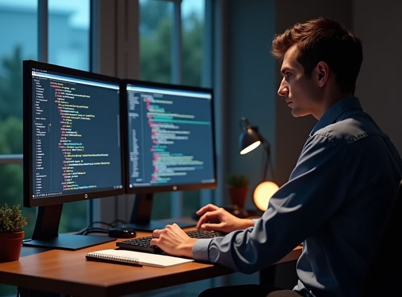 Students learning coding concepts with a tutor