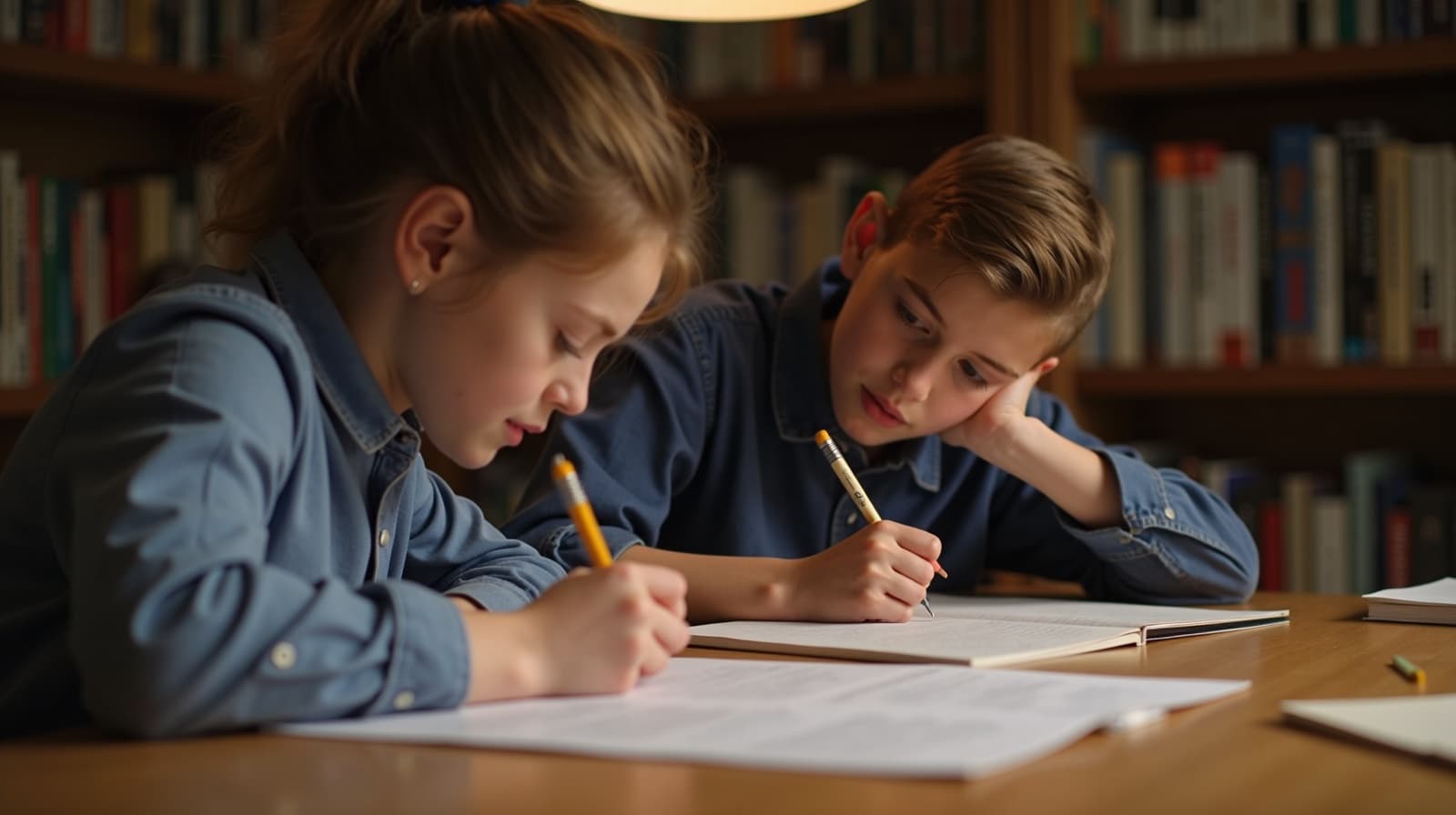 Student writing an essay with guidance from a private English tutor