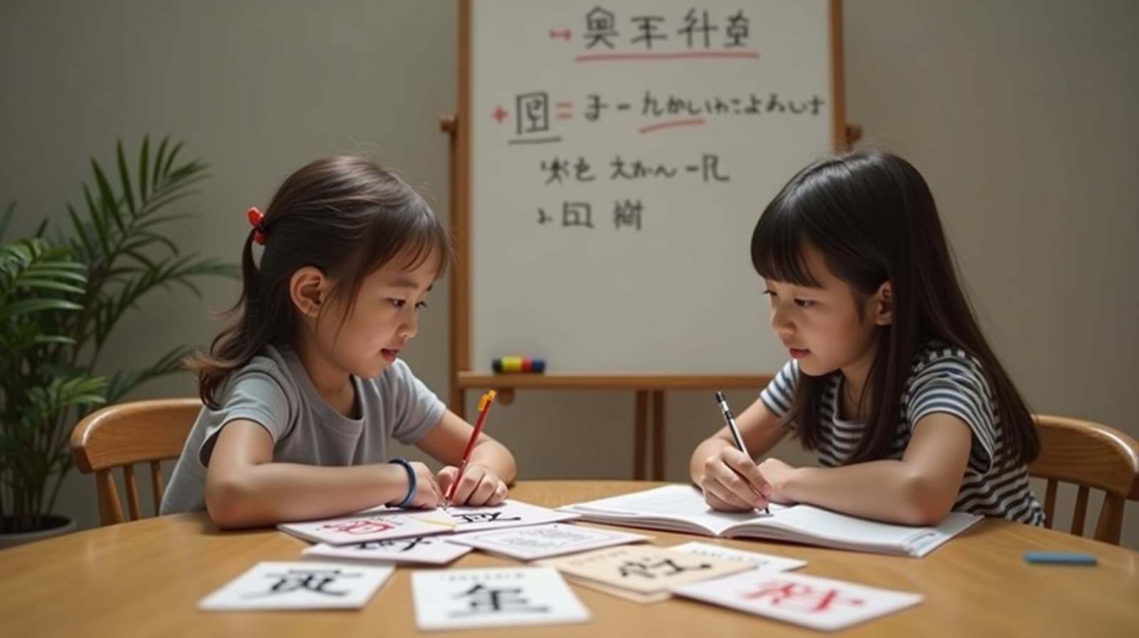 Student studying Japanese with a tutor