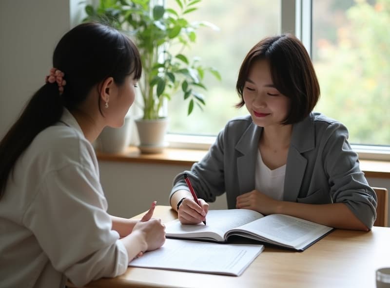 Student studying Japanese language curriculum