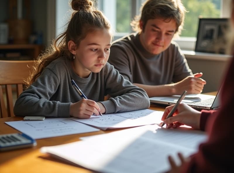 Year 11 student working through calculus problems with a maths tutor