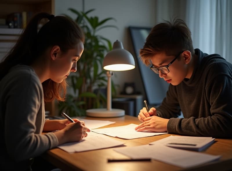 Student working with a private tutor in a Melbourne suburb home