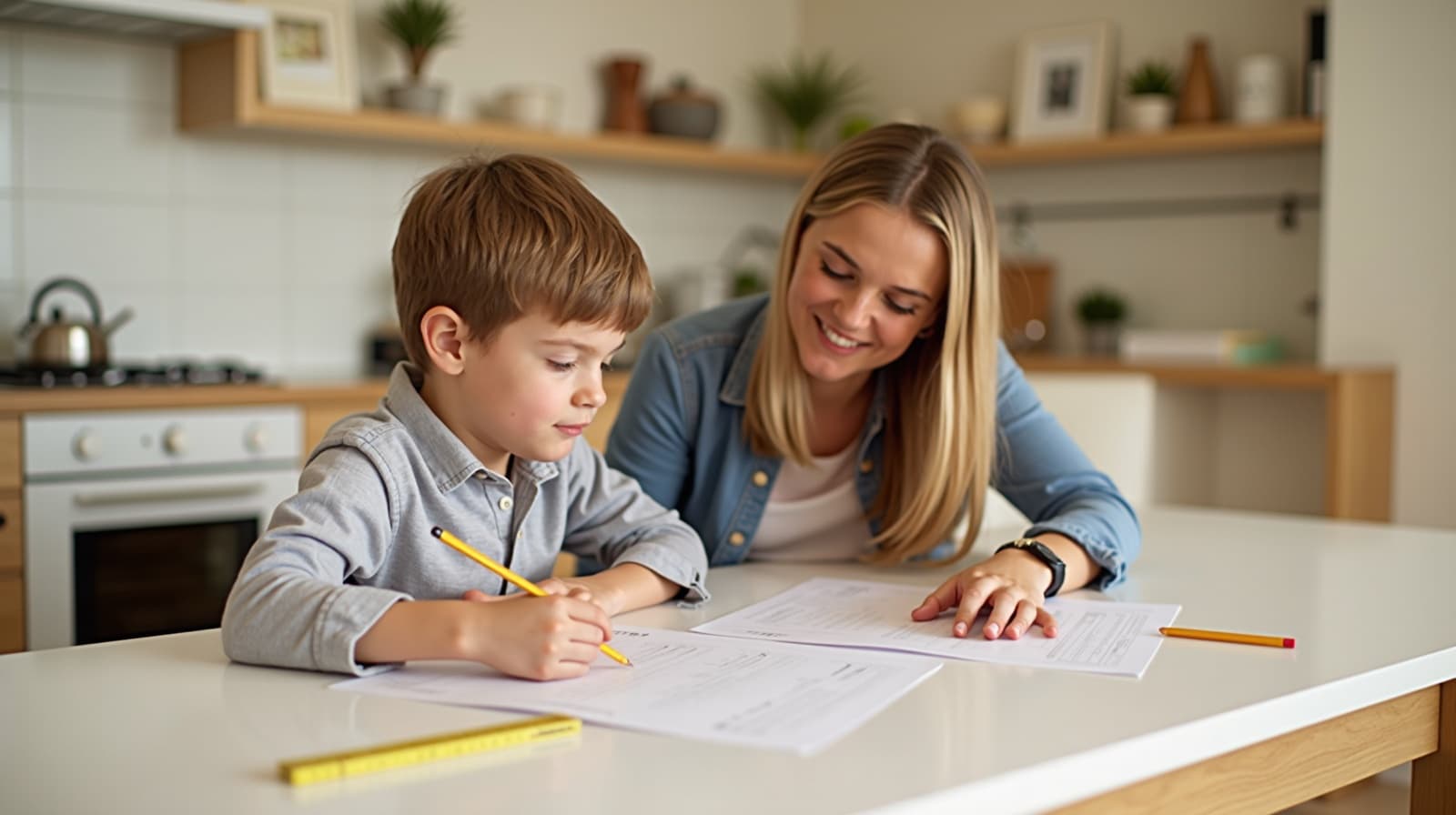 Primary school student preparing for NAPLAN with a tutor
