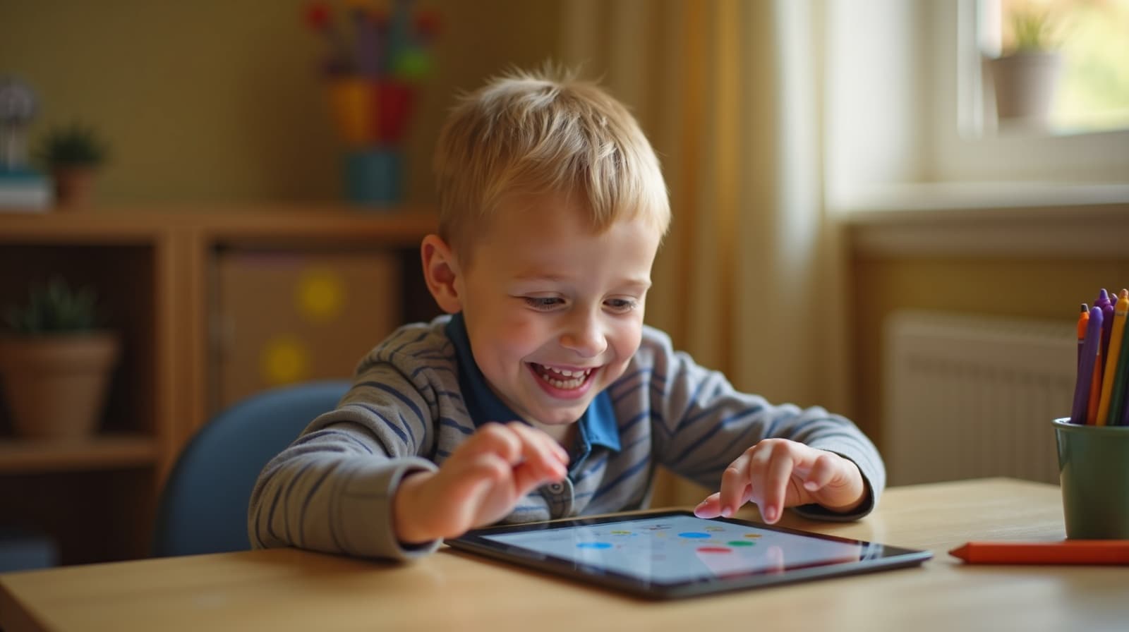 Student receiving online tutoring via laptop at home