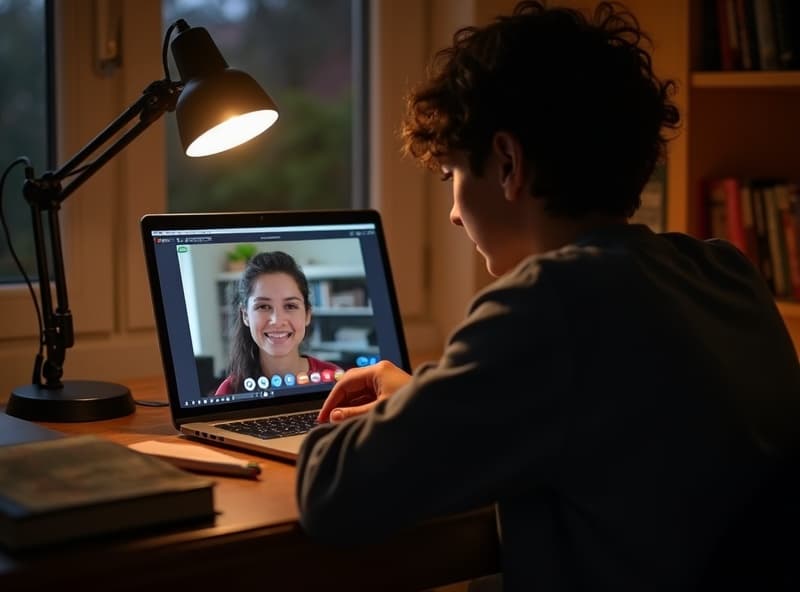 Students working collaboratively on an online tutoring session